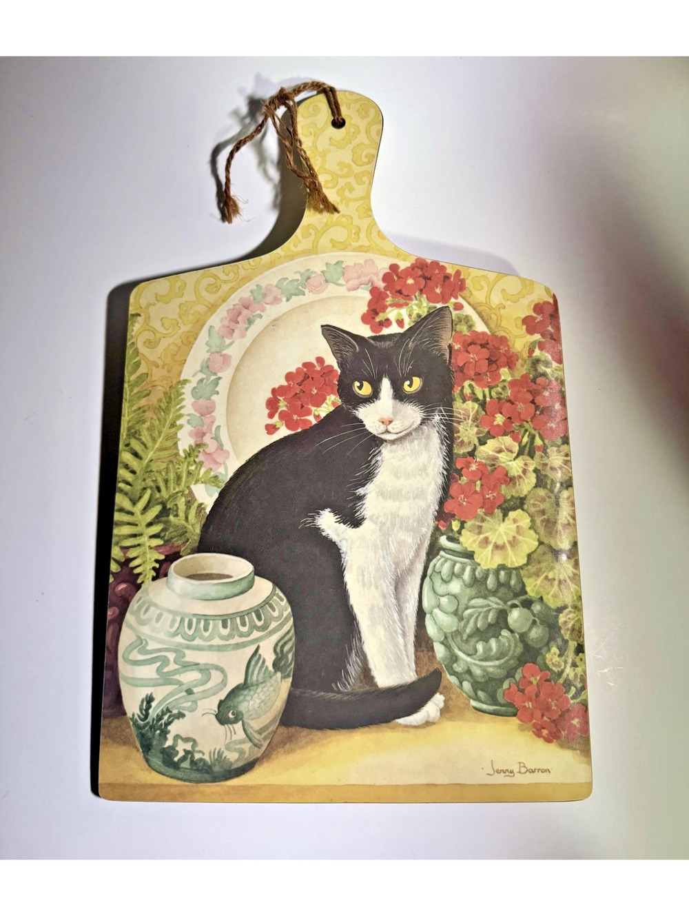 Jenny Barron Tuxedo Cat Decorative Cutting Board Hanging Cottagecore Kitchen